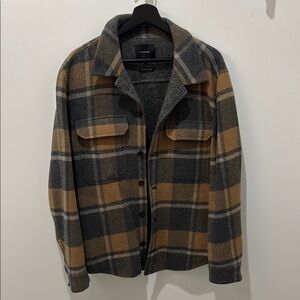 Vince Men's Plaid Jacket - Gray and Tan